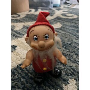 Vintage plastic Red Troll Elf Dwarf Gnome Made In Japan Wind Up Works Beard